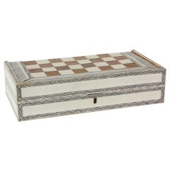 Anglo Indian Ivory And Sandalwood Checker And Backgammon Box
