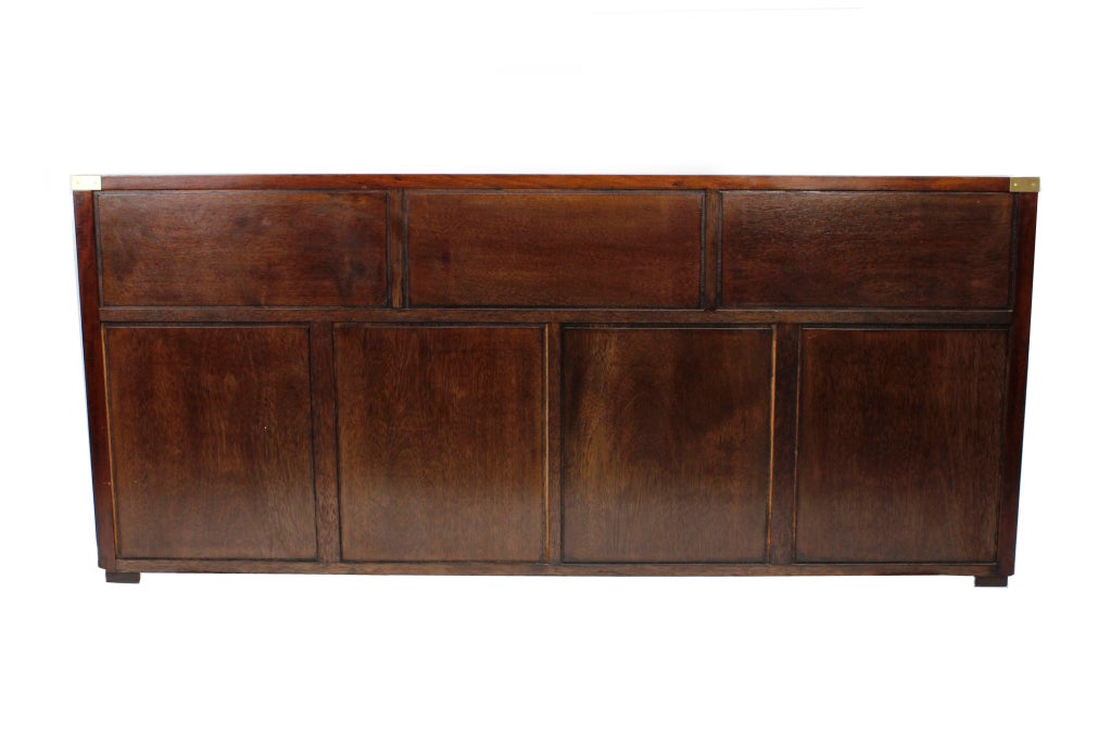 A Mahogany 7 Drawer Campaign Style Sideboard or Double Dresser 4