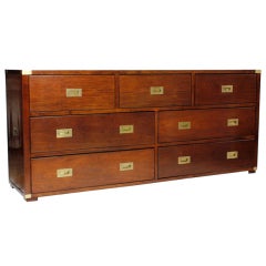A Mahogany 7 Drawer Campaign Style Sideboard or Double Dresser
