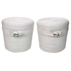 A Pair of Labeled Betty Cobonpue Ribbon Rattan Nightstands