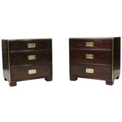 Pair of Mahogany Baker Campaign Style Chests