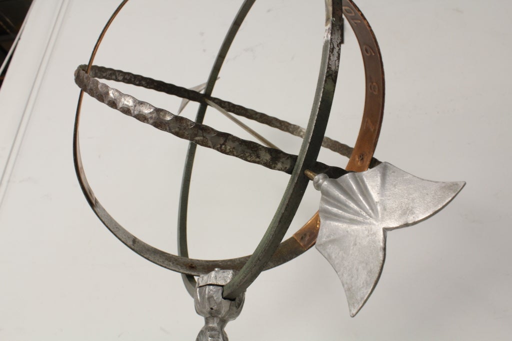 Mid-20th Century Seahorse Aluminum, Copper and Iron Armillary or Sundial
