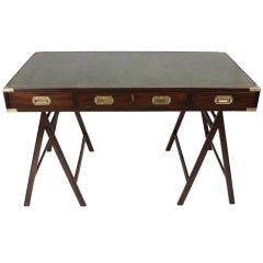Rare 19th C. Mahogany Collapsible Base Campaign Style Desk