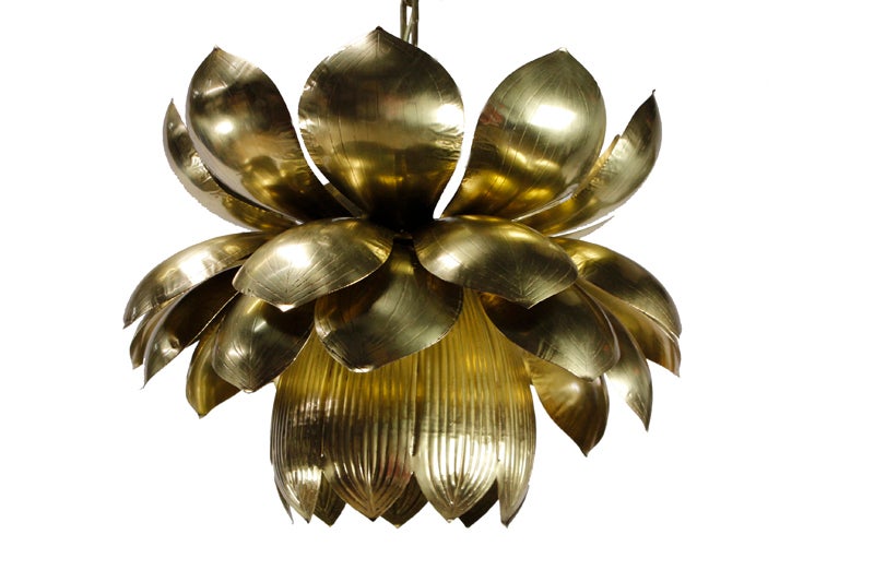 Brass Lotus Pendant Light or Chandelier