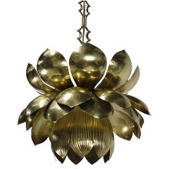 Brass Lotus Pendant Light or Chandelier