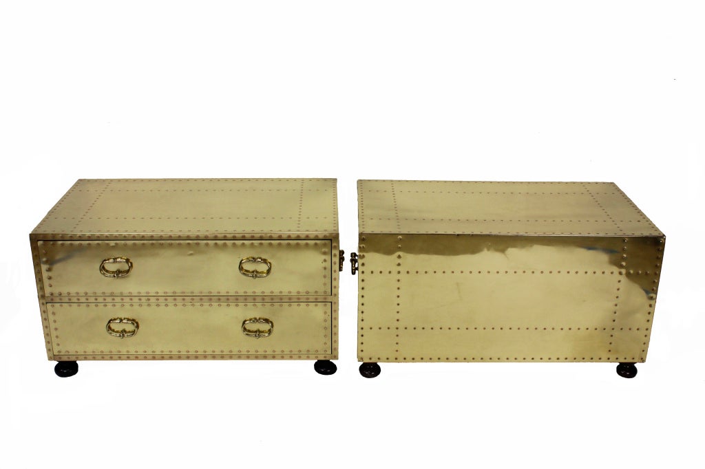 Pair of Sarreid Brass Low Tables