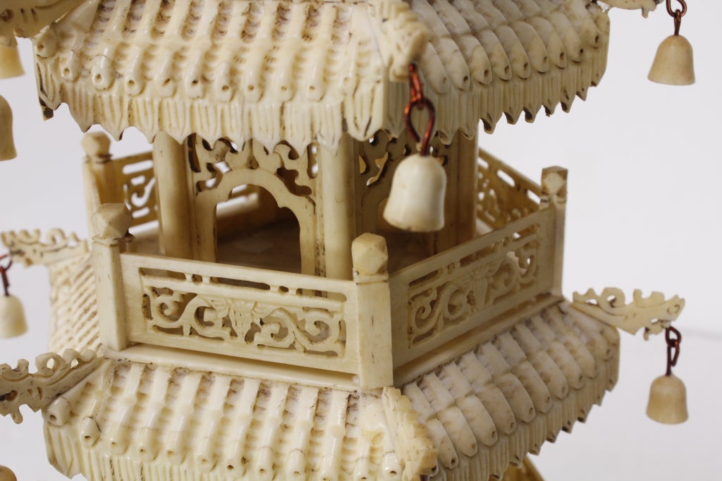 Pair of Carved Bone Pagodas 2