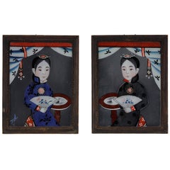 19th Century Chinese Reverse Glass Paintings