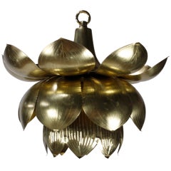 Brass Lotus Pendant Light or Chandelier