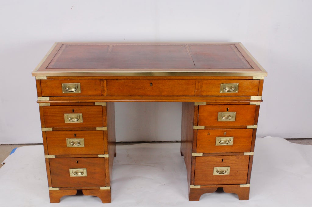 Mahogany Campaign Style 3 Piece Desk