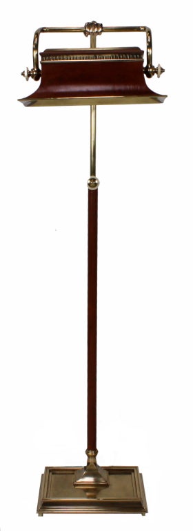 A Leather and Brass Floor Lamp by Chapman