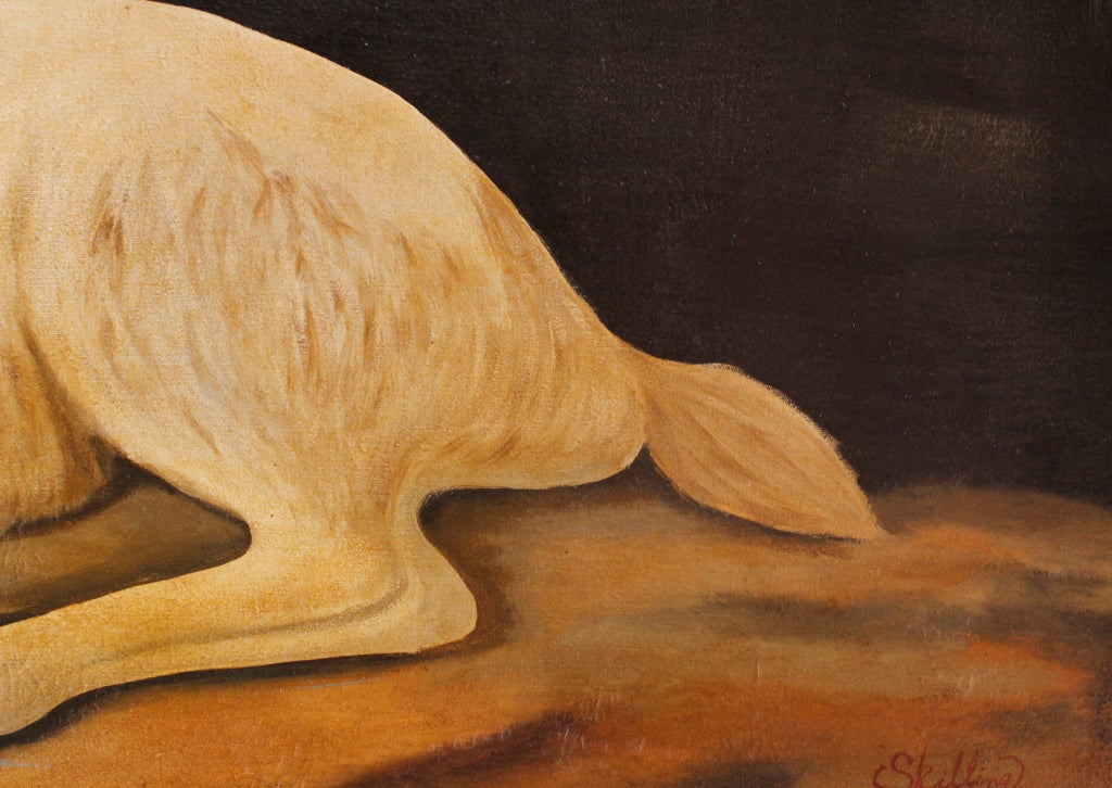 Late 20th Century Large Elk Portrait, Original Painted Frame, by William Skilling