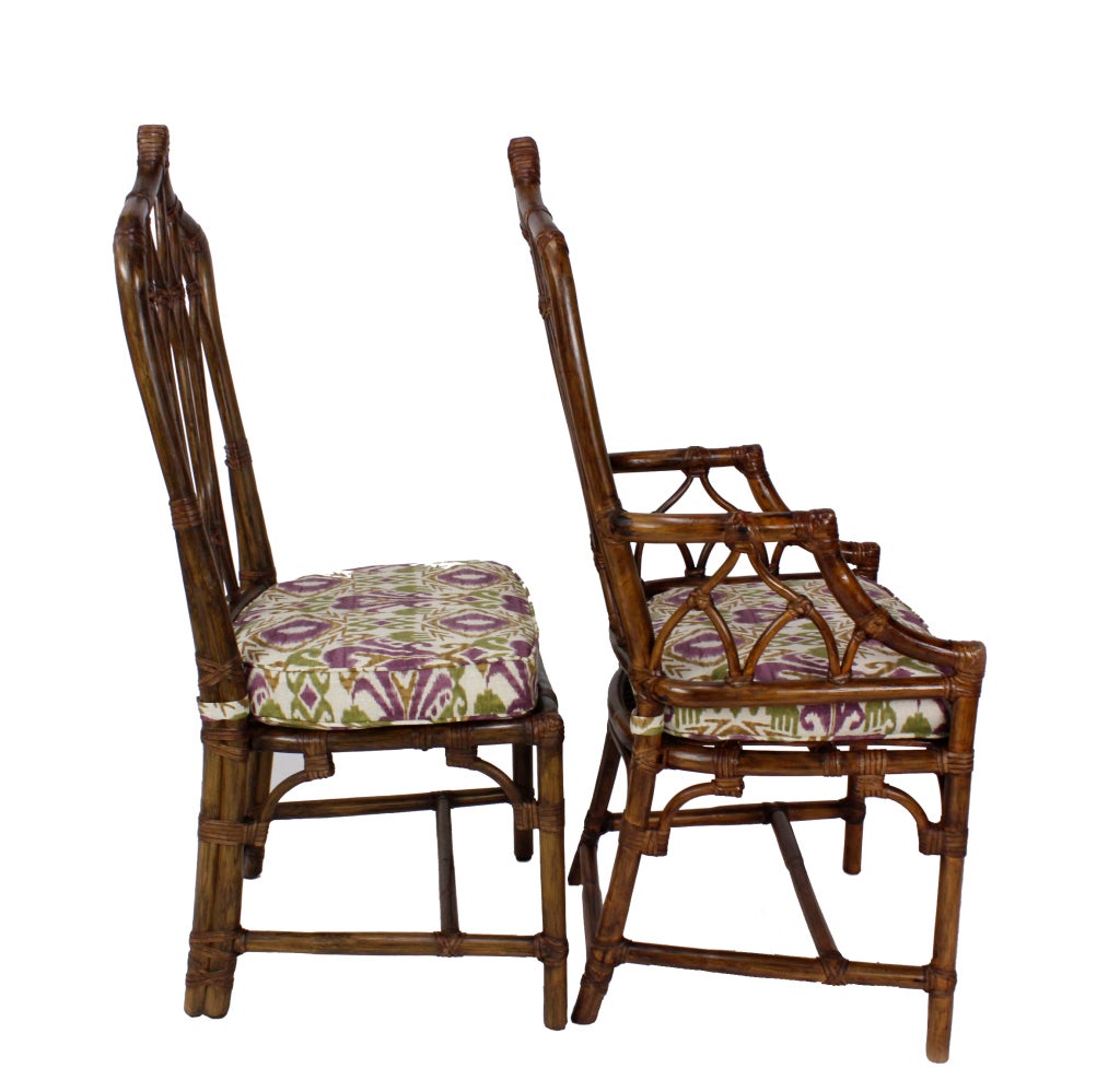 Mid-20th Century Set of 8 McGuire Rattan Chairs