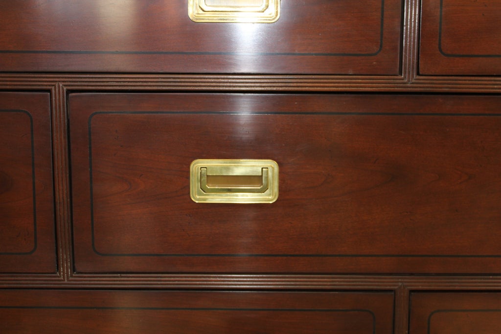 Mahogany Campaign Style Double Chest or Dresser by Baker In Good Condition In Palm Beach, FL