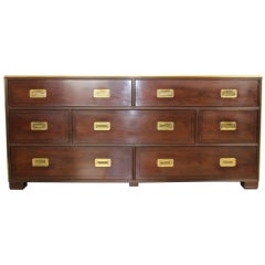 Mahogany Campaign Style Double Chest or Dresser by Baker