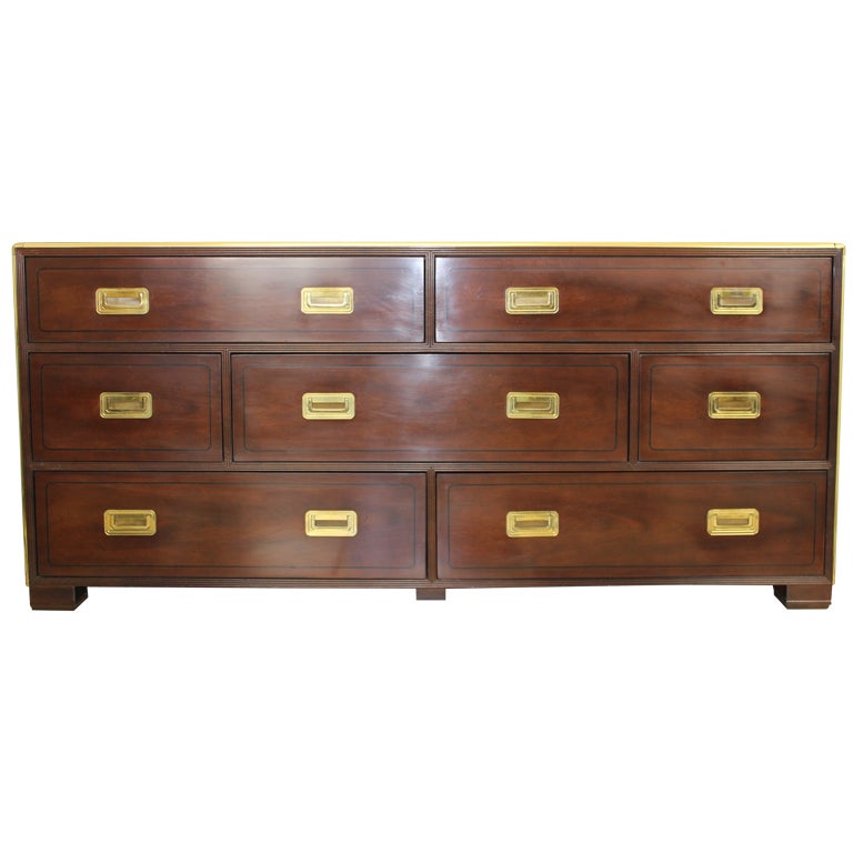 Mahogany Campaign Style Double Chest or Dresser by Baker