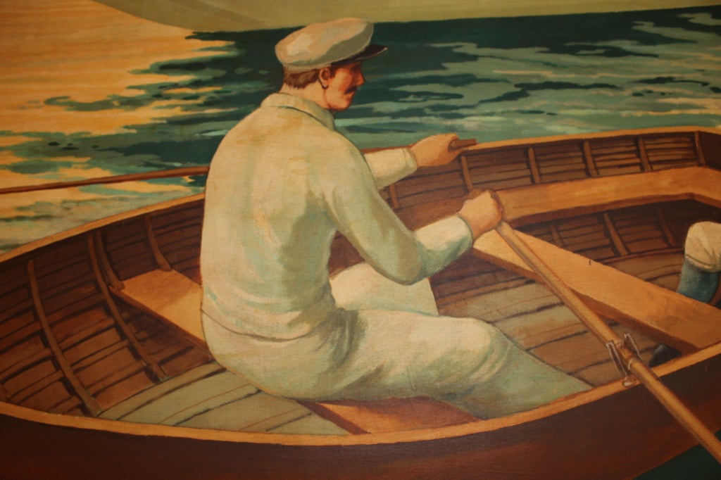 American Huge Painting of A Private Yacht Scene by William Skilling