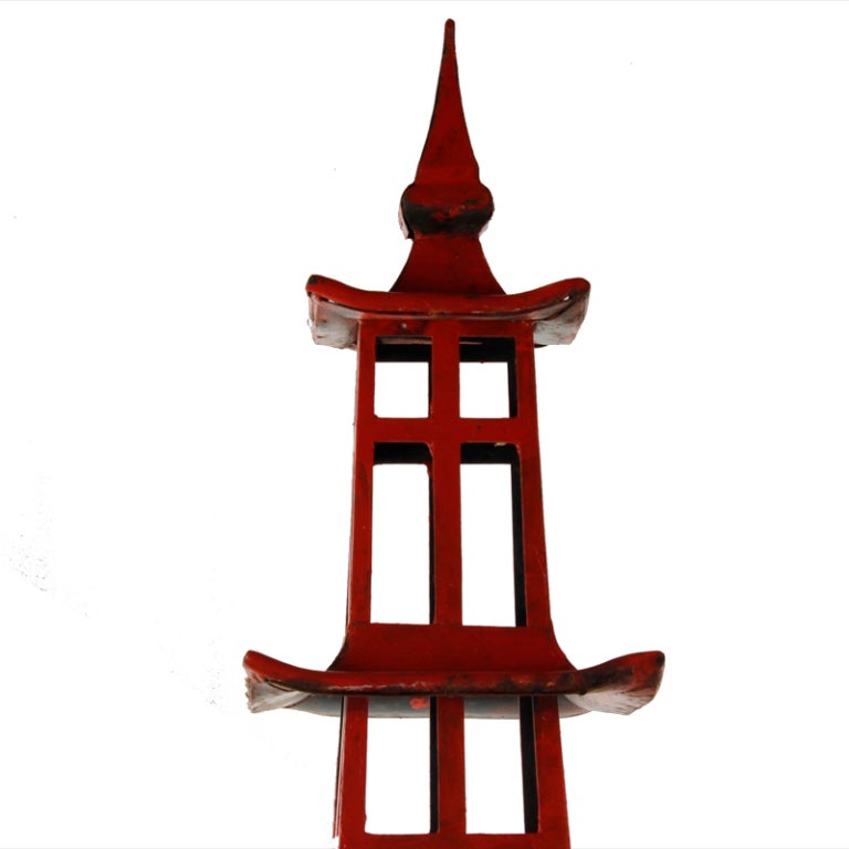 Large Red Painted Metal Pagoda