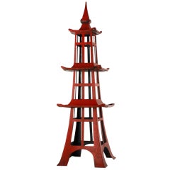 Large Red Painted Metal Pagoda