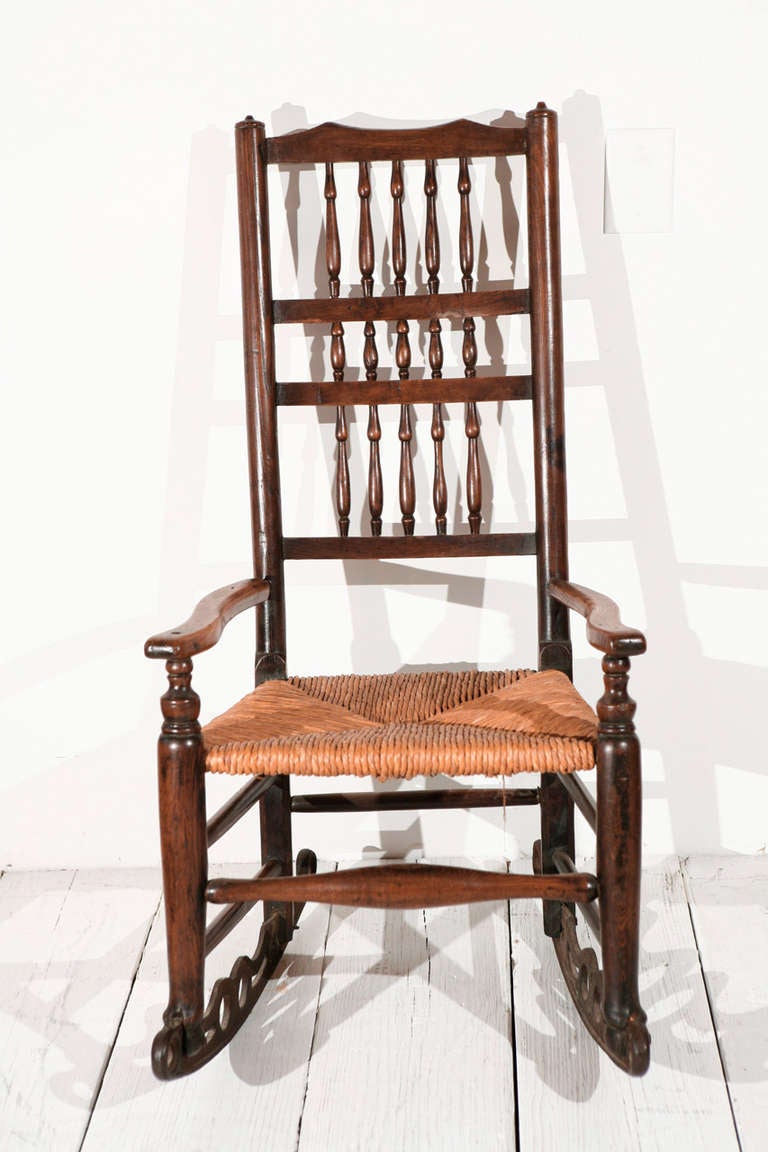 French Spindle Back Rocking Chair with Rushed Seat