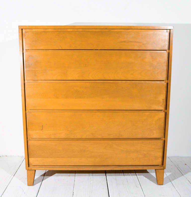 Mid-century set of five drawers. Includes Russel Wright for Conant Ball Furniture Makers stamp.