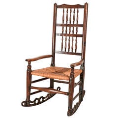 French Spindle Back Rocking Chair with Rushed Seat