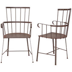 Pair of Iron Metal Windsor Style Garden Chairs