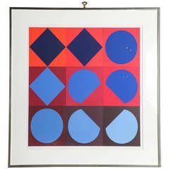 One of a Pair of Signed and Numbered Off-Set Lithographs by Victor Vasarely