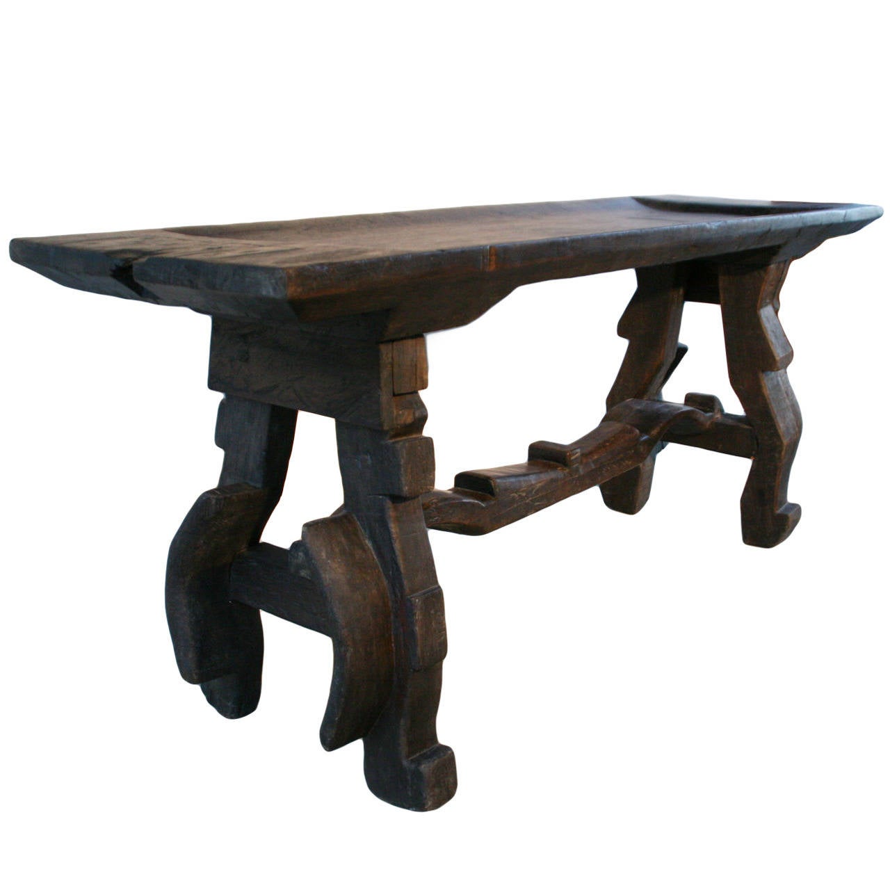 c. 1800's Spanish Wooden Ox Yoke Console Table For Sale at 1stDibs