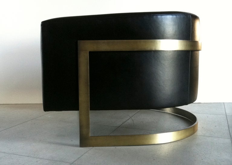 Pair of Rare Huge Milo Baughman Bronze Cantilevered Barrel Chairs In Excellent Condition For Sale In Los Angeles, CA