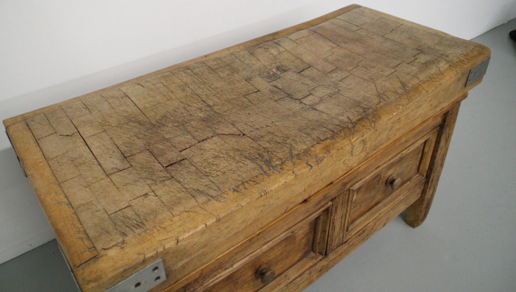 c. 1800's French Butcher Block Table w/ Drawers For Sale 2