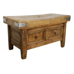 c. 1800's French Butcher Block Table w/ Drawers