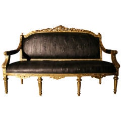 French Louis XVI Gilded Carved Sofa Settee