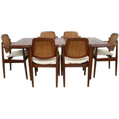 Teak Danish Modern Dining Set Table w/ 6 Arne Vodder Chairs