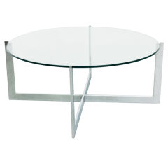 Milo Baughman Chrome/Glass Cantilevered Round Coffee Table