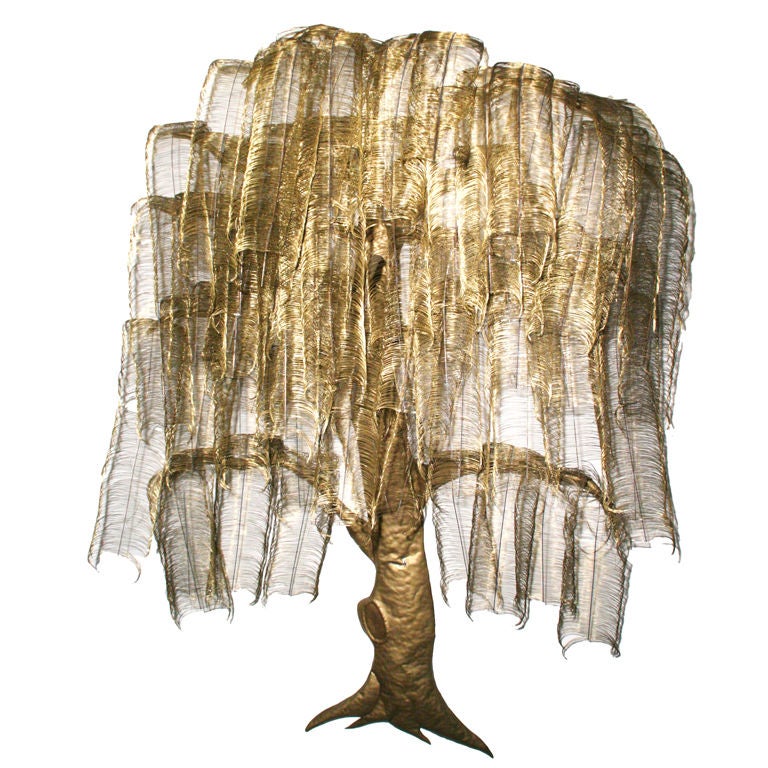 6 Ft. Brass Tree Wall Sculpture, possibly designed by C. Jere For Sale