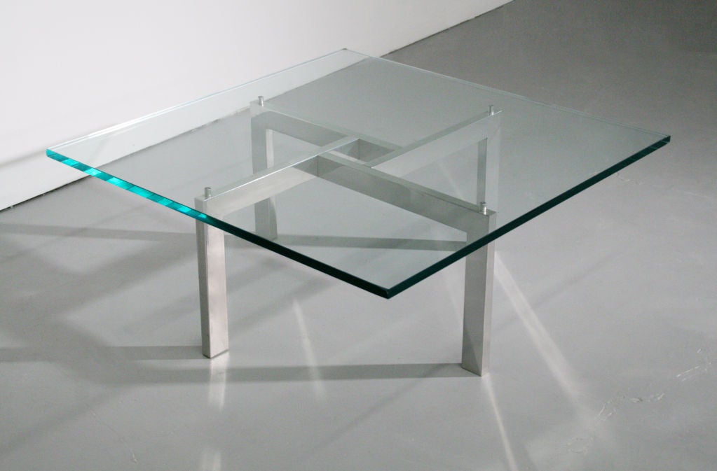 American Chrome & Glass Puzzle Coffee Table, Possibly Designed by Mies Van Der Rohe For Sale