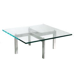 Chrome & Glass Puzzle Coffee Table, Possibly Designed by Mies Van Der Rohe
