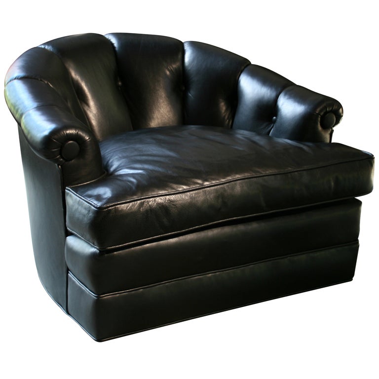 Monteverdi Young Leather Side Chair on Casters For Sale
