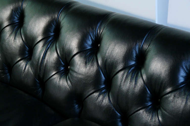Rare Milo Baughman Chrome Cantilevered Tufted Leather Sofa For Sale 3