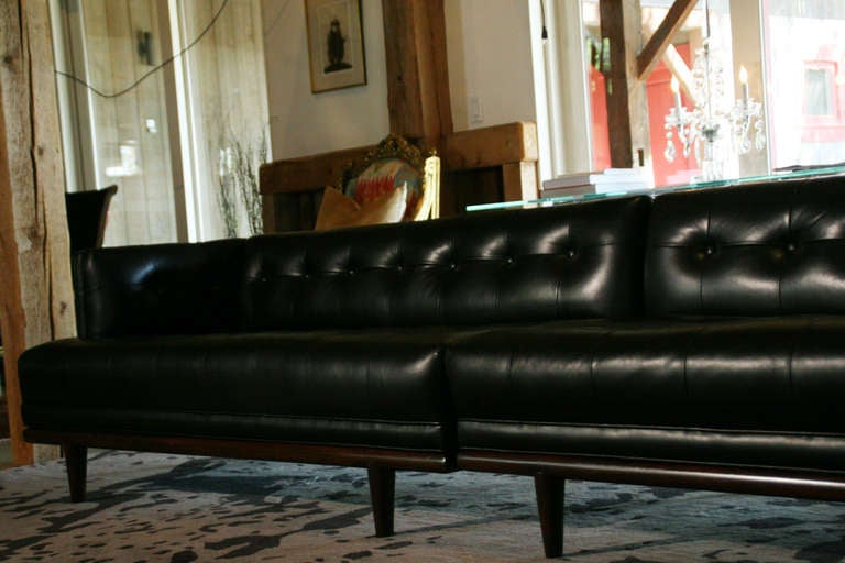 American Rare Monteverdi Young Tufted Leather Sofa Settee For Sale