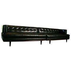 Rare Monteverdi Young Tufted Leather Sofa Settee