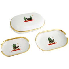 Cartier "Limoges" Ashtrays and Container Set