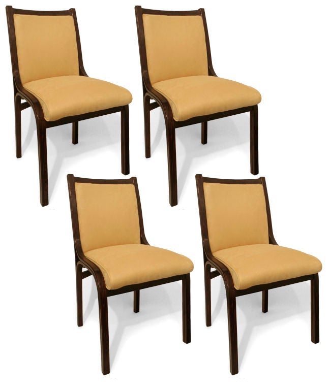 Four Cavour Chairs
Vittorio Gregotti, Lodovico Meneghetti, and Giotto Stoppino
Italy, 1960
rosewood, suede upholstery

Literature: Repertorio 1950-1980, Gramigna, pg. 155