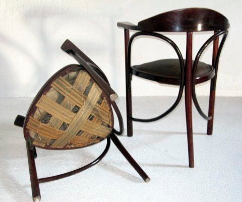 Vienna Secession Two Prototypes of Thonet Brothers 'Three legged Chair'