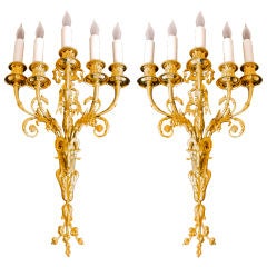 Fabulous Pair of French Ormolu Sconces