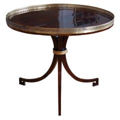 Early 19th Century Round Empire Center Table with Brass Pierced Gallery