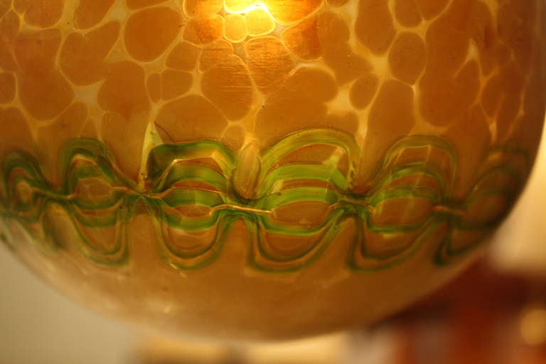 Precious Vienna Secession Hanging Lamp by Loetz Witwe In Excellent Condition For Sale In Chicago, IL
