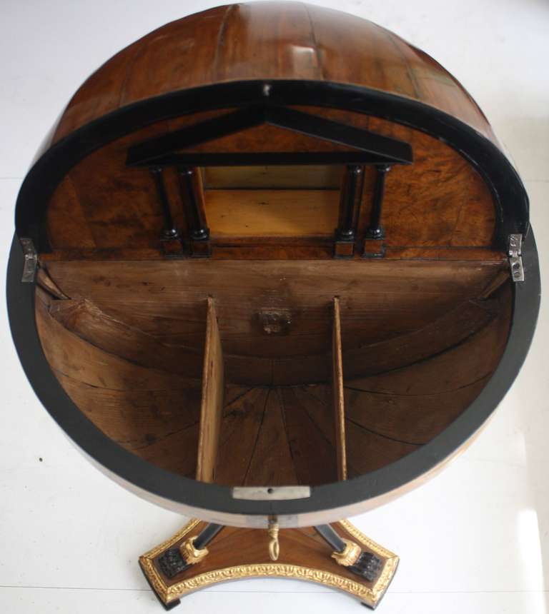 Walnut Rare Biedermeier Globe Table 