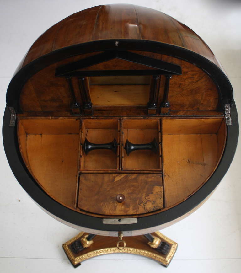 Carved Rare Biedermeier Globe Table 